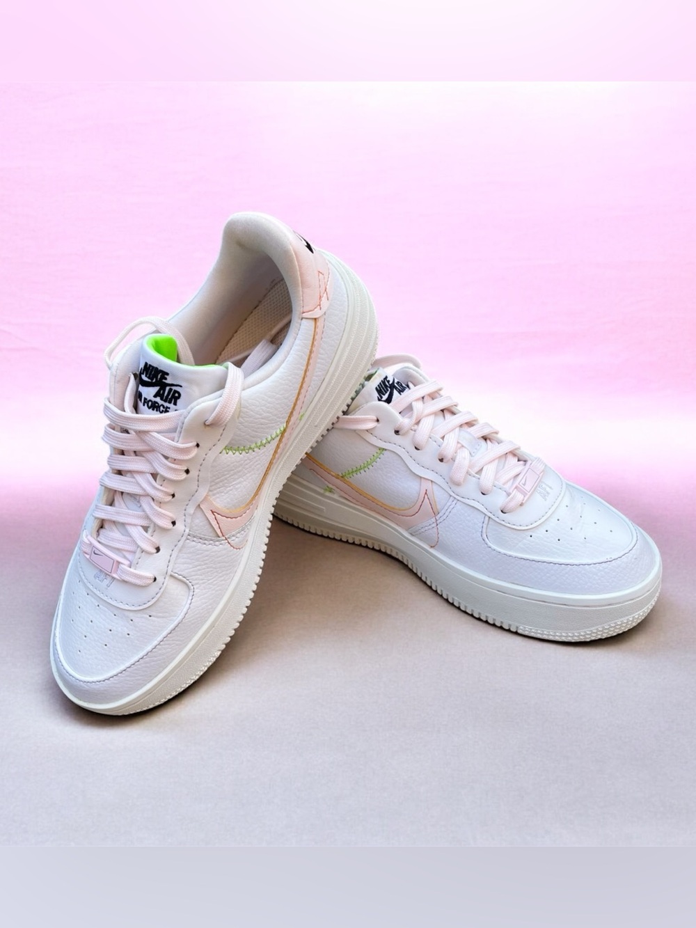 Nike Women's Sneakers - White with Pastel Pink Accents